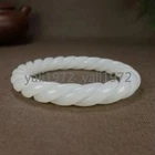Certified Natural White HeTian Nephrite Jade Hand-carved Bangle Bracelet 54-64mm
