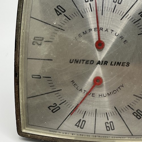 Barometro vintage Airguide United Air Lines temperatura umidità stazione meteo - Foto 6 di 12
