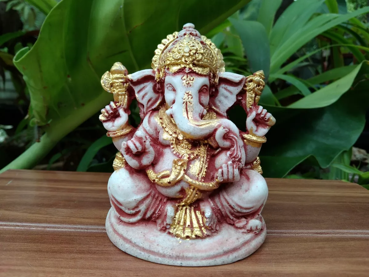 Brown colour gold paint hindu god ganesha statue gift figurine