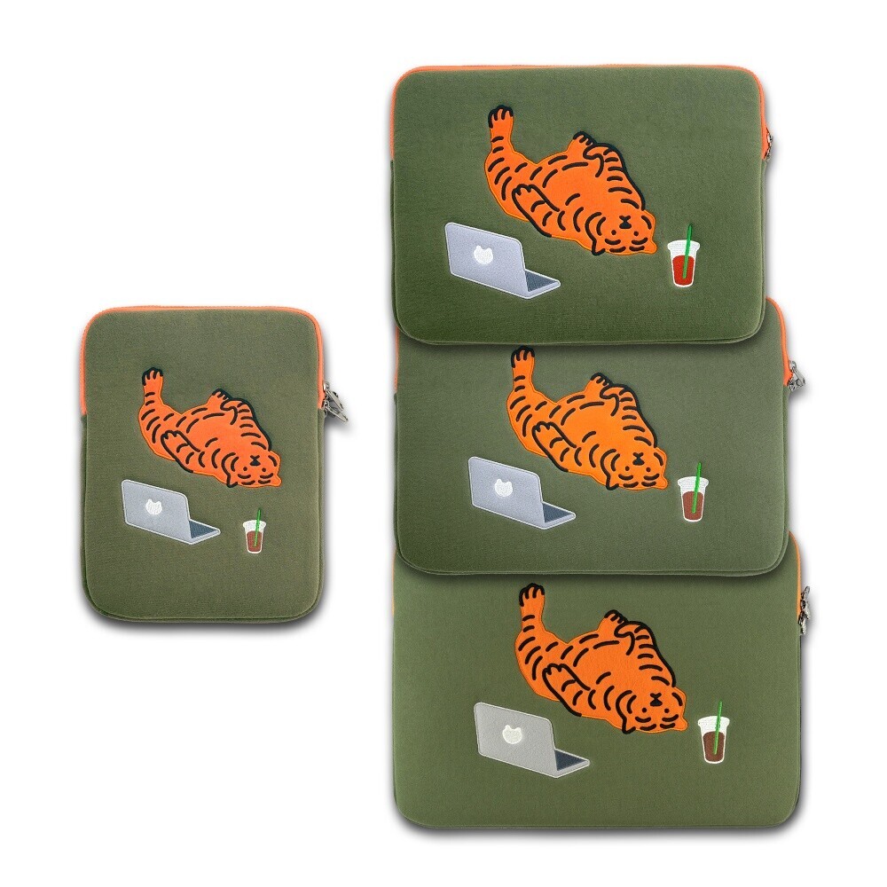 【MUZIK TIGER】Sitting Tiger Laptop/Tablet Pouch(M)_12~14 MUZIK TIGER Lazy Tiger Laptop Tablet Pouch Sleeve Official