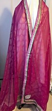 Scarf Shawl Dupatta India Sheer Rhinestones  Sequins 112"x44"