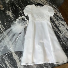 Bridal Flower Girl/ Communion Dress With Veil Size 12