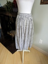 Vintage 80s Women's XS Midi Skirt White Black Scratch Doodle Lines Pattern 177