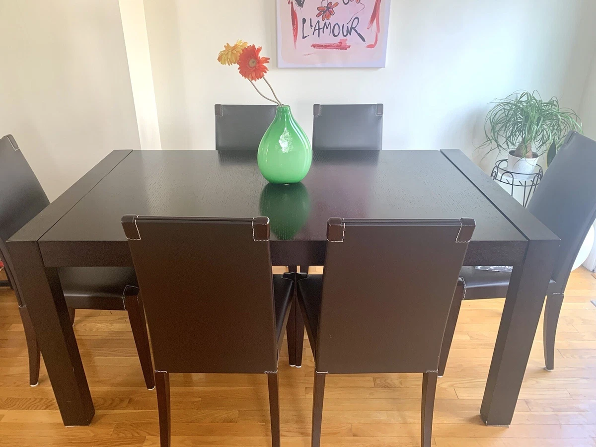 Modern Dark Oak Finished Wood Dining Table