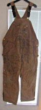 Carhartt Men Brown Bib Overalls Quilted Lined 46x30 Worn 14806 Carpenter