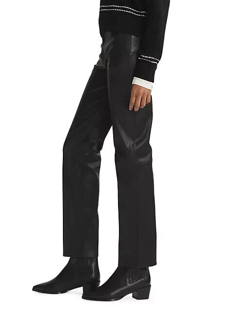 【関税込み】rag & bone ブラウン Harlow フェイクレザー パンツ NEW RAG & BONE Harlow Leather Straight-Leg Pant In Black