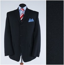 Mens Black Blazer 42R UK Size STEEL Wool Sport Coat Jacket
