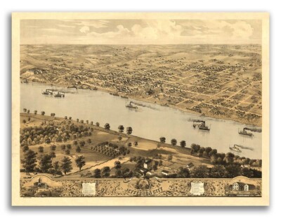 Jefferson City Missouri 1869 Historic Panoramic Town Map - 18x24