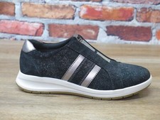 Women's Revere Bruges Stretch-Lace Casual Shoe Midnight Black BRUG-MID