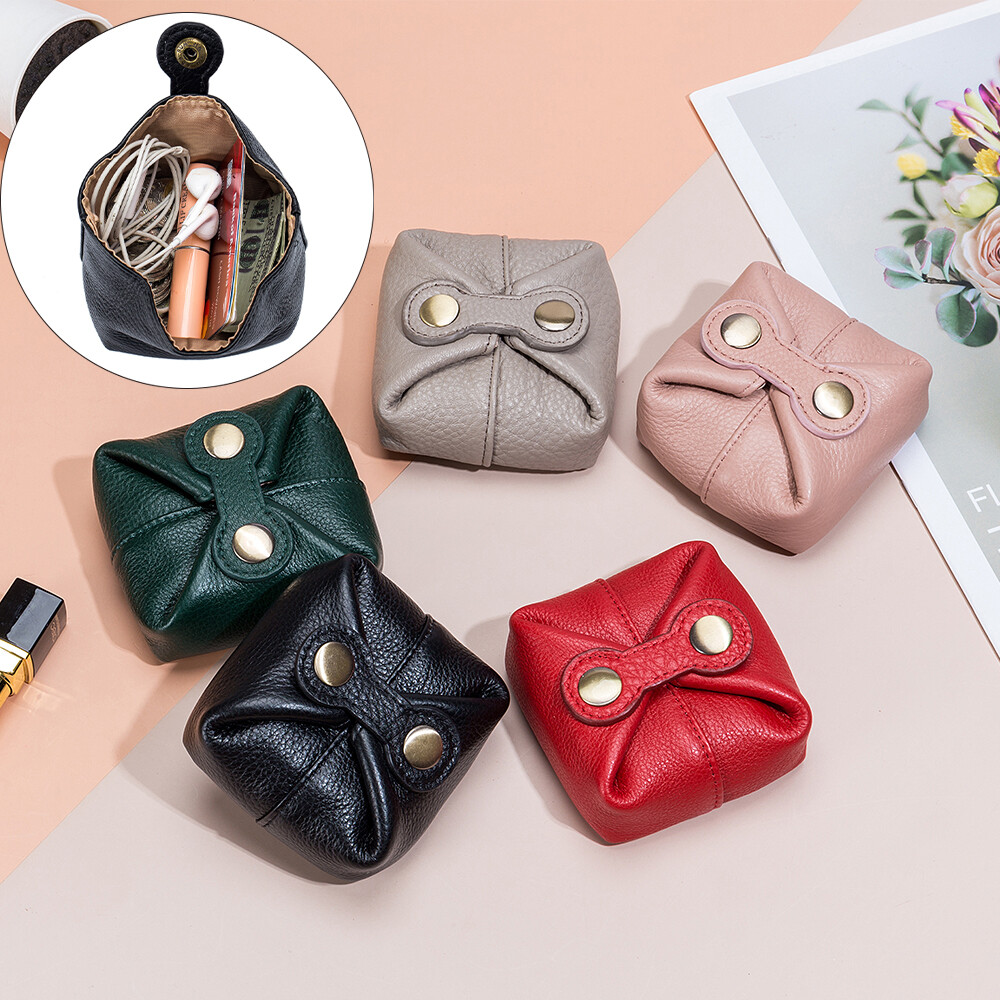 Women's Leather Coin Wallet Soft Square Purse Large-capacity Wallet Pocket Bag