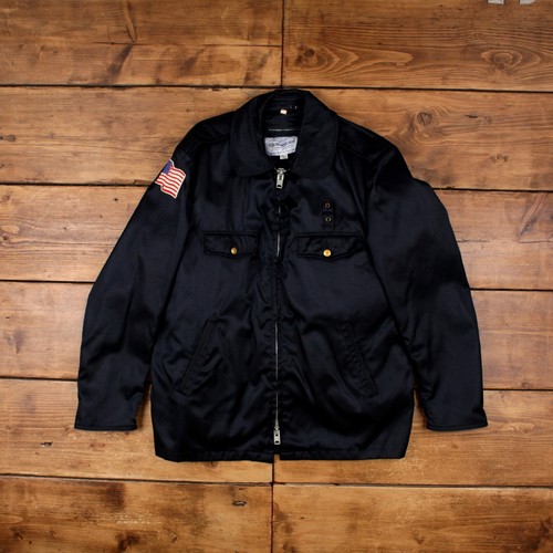 Vintage Blauer Bomberjacke L 70er Talon Reißverschluss Polizei schwarz