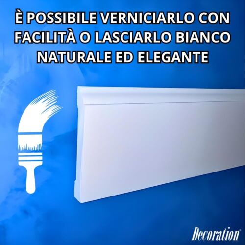 Ducale - Battiscopa Bianco in Polimeri Duri (Misure 200x8,1x1 cm) Zoccolo Facile - Afbeelding 5 van 6