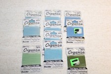 (JM) Lot of 10 Bucilla® Organza™ Silk Nylon Ribbon Embroidery: Blues, Greens