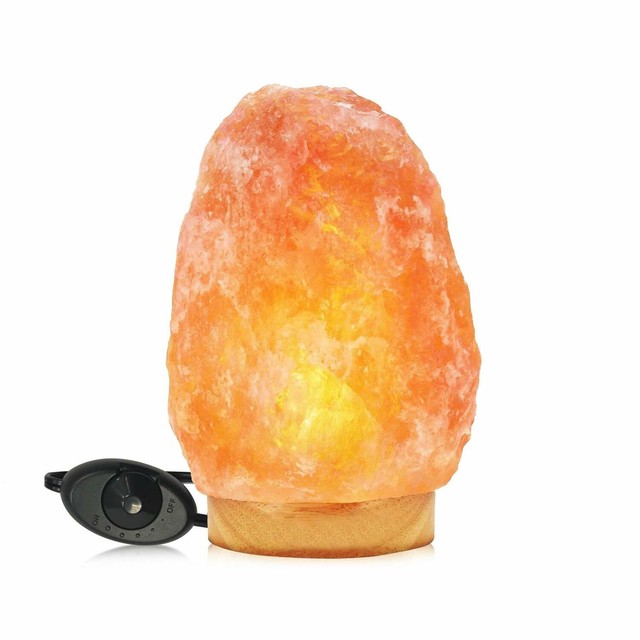 Natural Himalayan Rock Salt Lamp 11 15 Lbs Wood Base For Sale