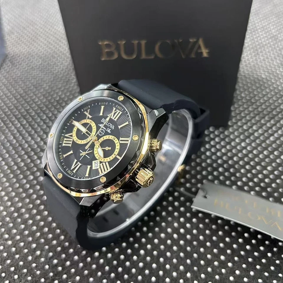 Мужские кварцевые часы-хронограф Bulova Marine Star 98B278 черный циферблат 44 мм 98B278 - Изображение 3 из 4
