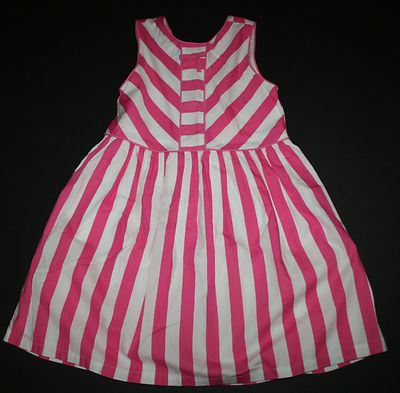 New Gymboree Girls 2T Dress Pink White Striped Lined Ribbon Bow Collar ...
