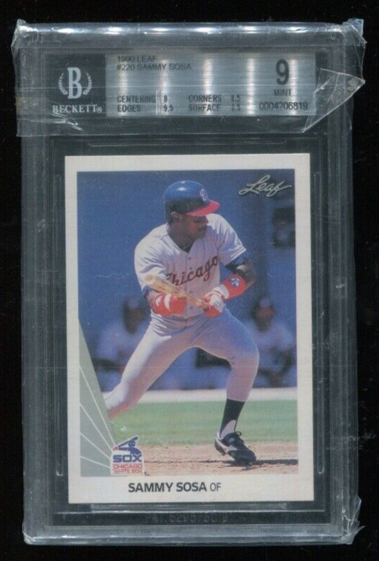 1990 Leaf - SAMMY SOSA - Rookie Card #220 - CHICAGO CUBS  BGS 9