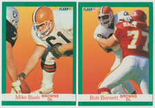 1991 Fleer #30 Mike Baab , #32 Rob Burnett RC - Cleveland Browns