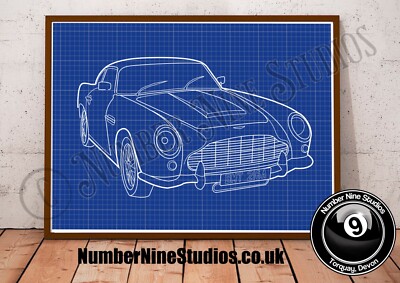 James Bond Aston Martin DB 5 BLUEPRINT Illustration, hochwertig, signiert. Limitiert