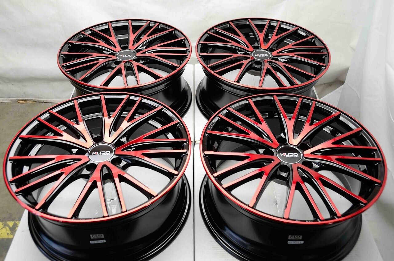 18 Wheels Black Red Rims 5x114.3 Acura MDX Ford Mustang Honda Accord Lexus IS250