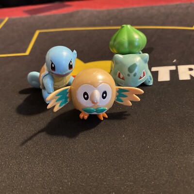 2018 POKÉMON STARTER FIGURE LOT WCT POKÉMON Squirtle, Bulbasaur,  Rowlet