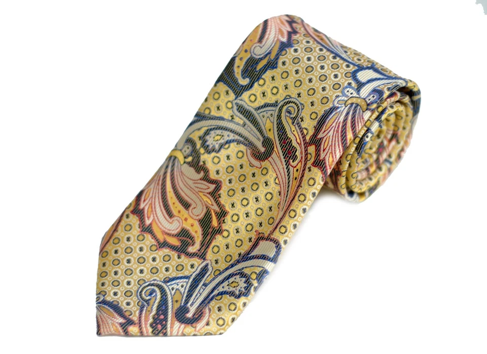 Gravata Lord R Colton Masterworks - Gravata de seda paisley pérola amarela Kozani - Nova - Imagem 2 de 4