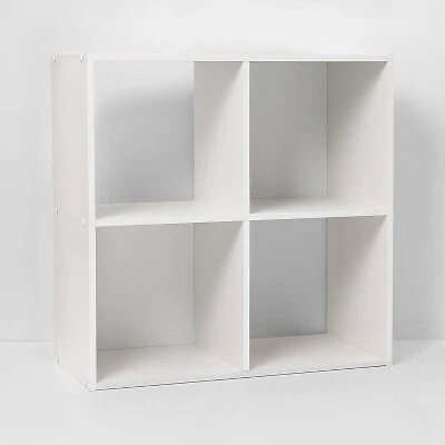 4 cube decorative bookshelf white deals