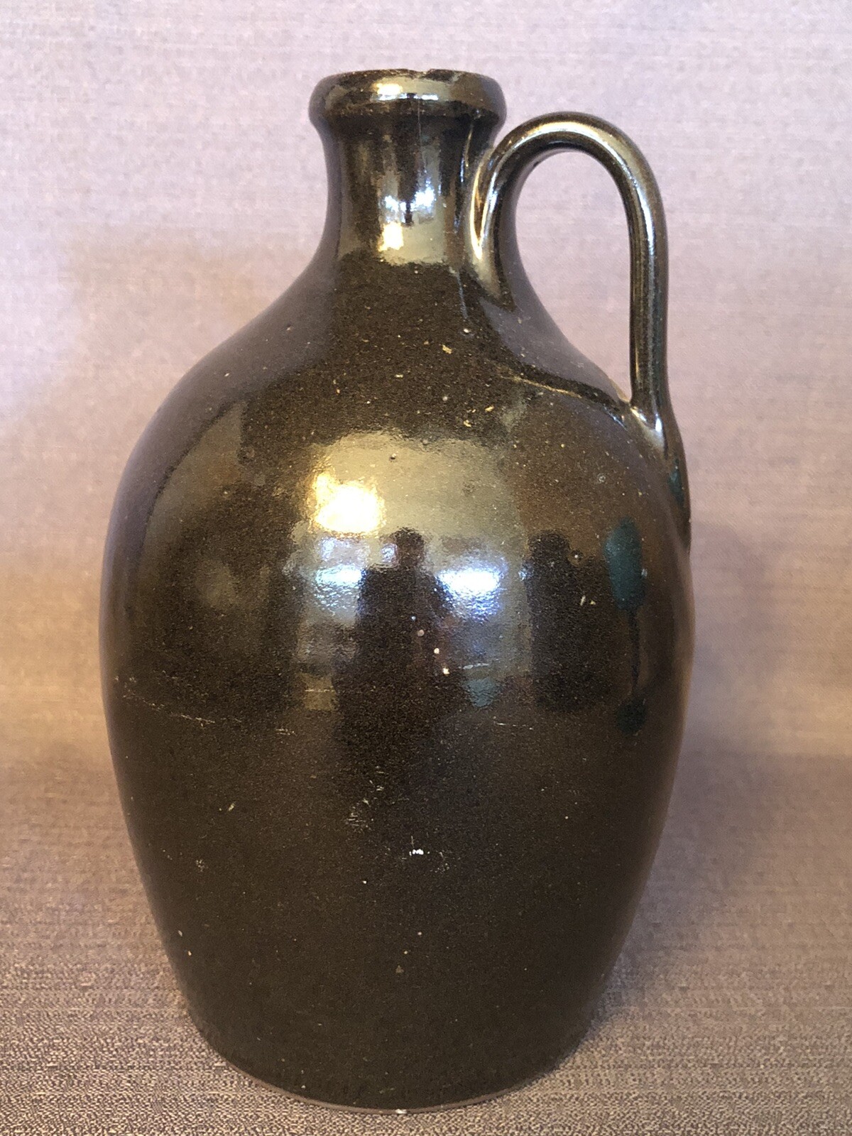 Jugtown Ware Dark Earthy Jug 7” Pottery Seagrove NC Stamped Dated 1984 Vintage