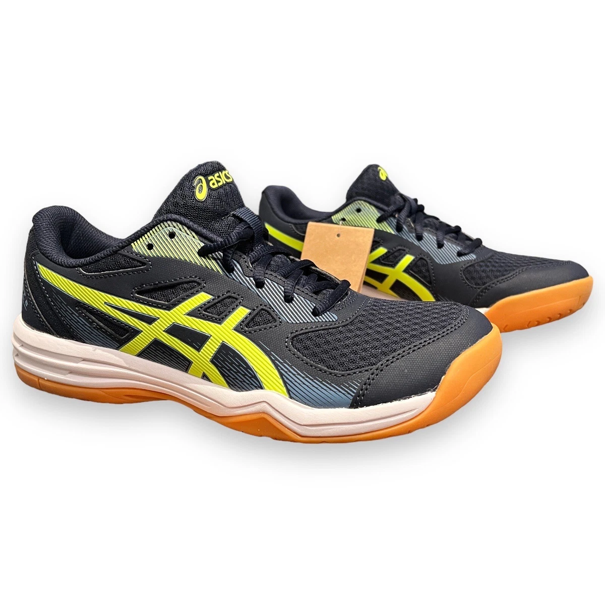 Asics Sneakers Mens 8.5 Blue UpCourt 5 Volleyball Shoes Neon Green Gum Sport