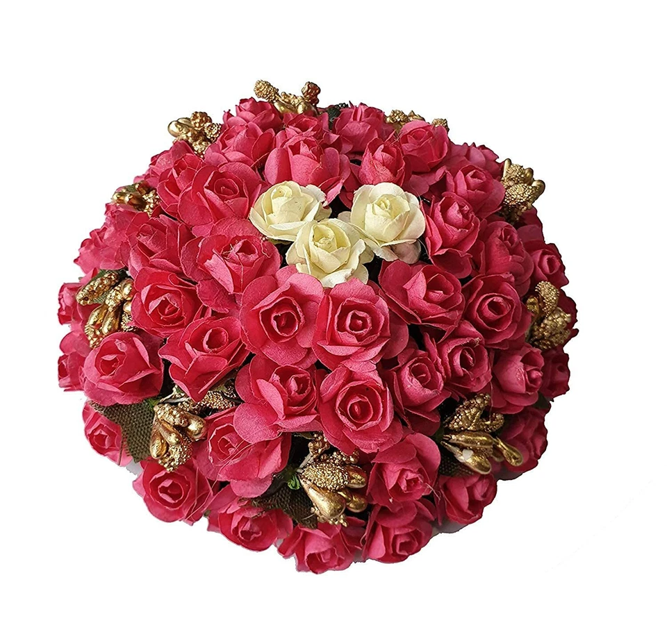女式 Bun Juda Maker Flower Gajra Hair Accessories 多种颜色 — 第 2/2 张图片