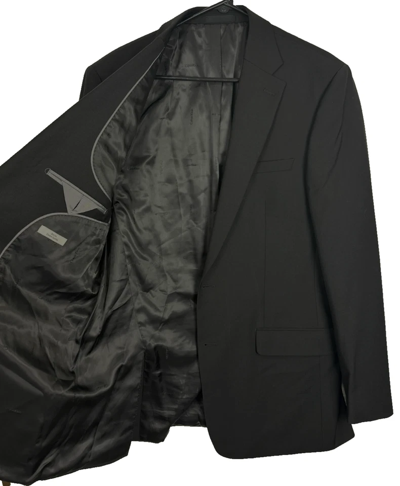 Chaqueta de Traje CALVIN KLEIN Talla 44XL Negra Calce Ajustado Mezcla de Lana Elastizada Foto 4 de 4