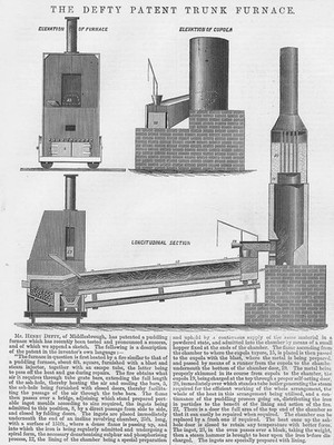 The Defty Patent Trunk Furnace Antique Engineering Print 1873