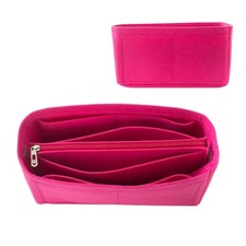Large Felt Purse Organizer Insert, Deep Pink, Zipped, Bag Organiser, Tote