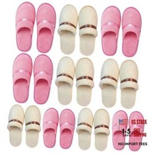 6/10/12 pairs Spa Slippers for Guests, Washable Reusable Disposable Slippers