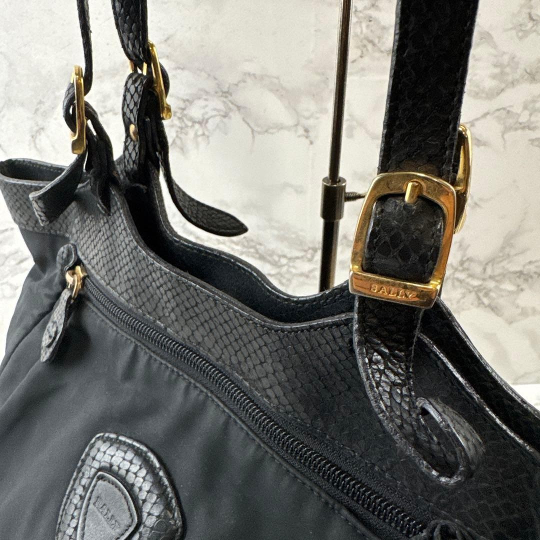 BALLY Barry Nylon Python Embossed Leather Tote Ba… - image 5