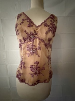 ECI New York Womens Light Pink S Floral Tops Size 6P