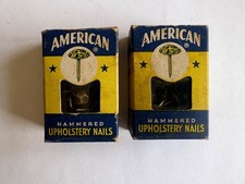 Vtg American Tack Co Brass-Plated Hammered Upholstery Nails 2 Boxes UNUSED