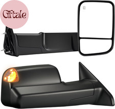 Tow Mirrors Compatible with 2009-2018 Dodge Ram 1500, 2010-2018 2500 3500, Flip
