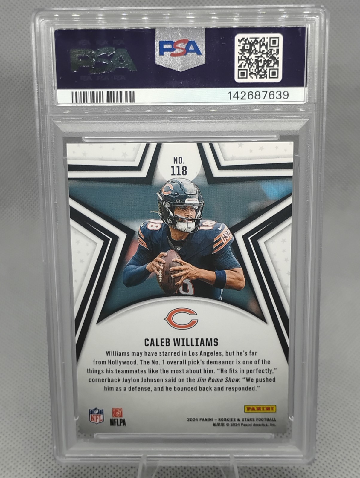 PSA 10 2024 Panini Rookies & Stars Caleb Williams True Blue #118 /149 Bear view 3