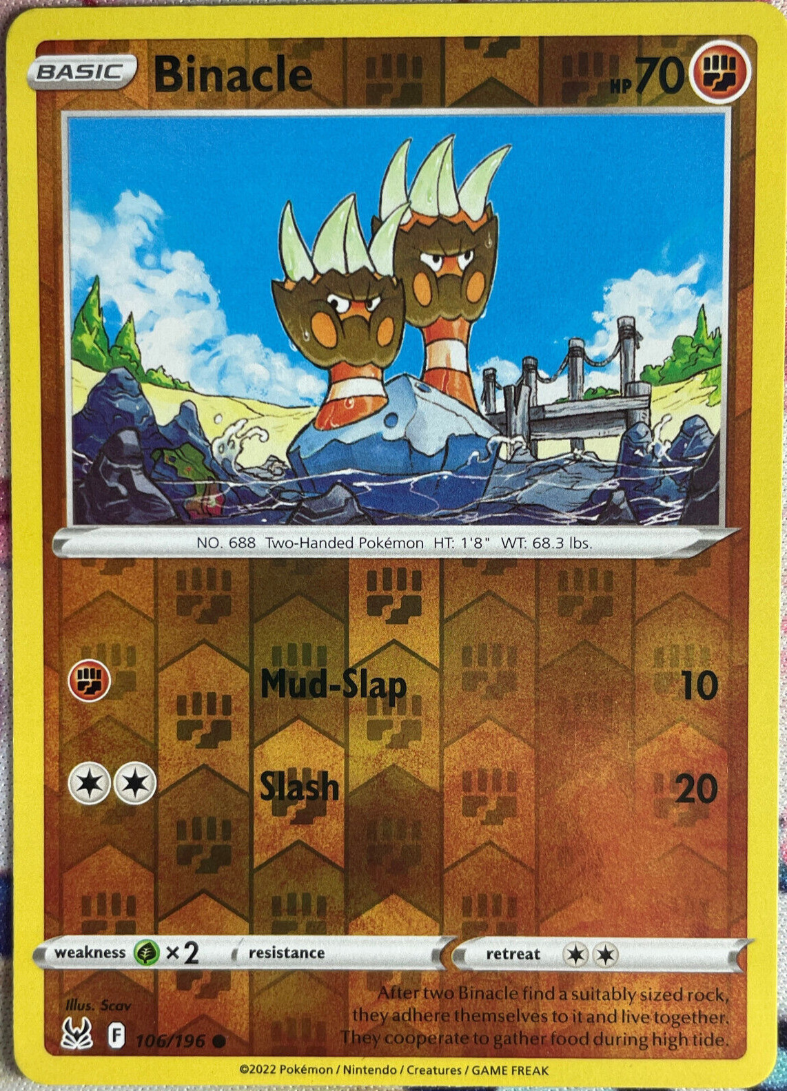 Binacle Reverse Holo - 106/196 - Lost Origin Pokemon 2022