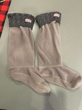 Hunter Tall Boot Liners Inserts Gray M/L Fleece Knitted Cuffed