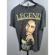 Zion Rootswear Bob Marley Legend Graphic Gray Crew Neck T-Shirt Short Sleeve S
