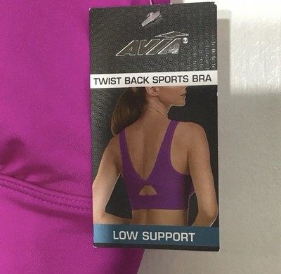 AVIA  Moisture Wicking-Rmv Pads-Low Support TWIST BACK SPORTS BRA Size M New