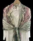 100% Silk thin Scarf Women shawl Wrap neckerchief floral green red beige JH42-7