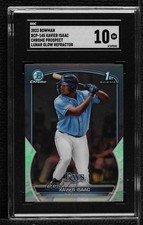 2023 Bowman Chrome Prospects Lunar Glow Refractor Xavier Isaac SGC 10 GEM 02ti