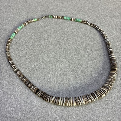 Native American Graduated Heishi Beaded Necklace shell turquoise
