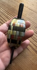 Vintage Lucite Style Stick Slide Hair Barrette Faux Abalone Inlay Barrette