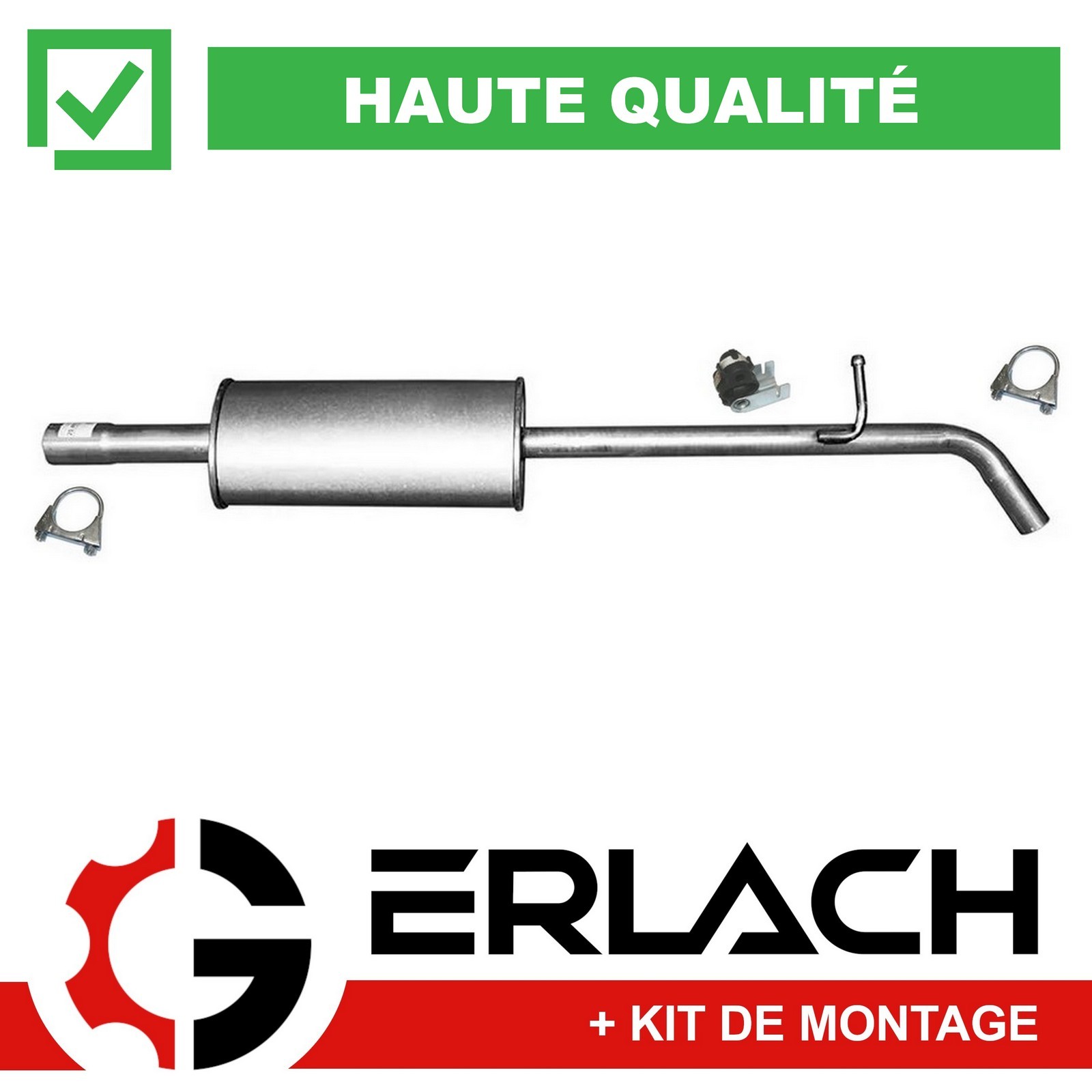 Silencieux intermédiaire pour Renault Clio 1.2 16V en acier aluminisé robuste