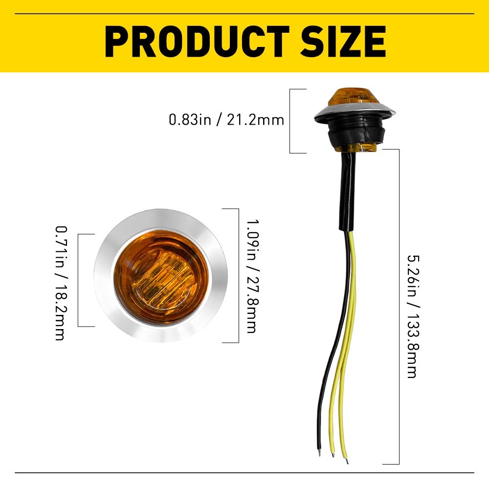 20X 3/4" Strobe+Steady Amber LED Marker Lights Warning Flash Lamp ATV UTV RV van thumbnail 8