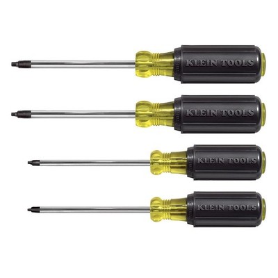 Klein Tools 4 Piece Square Recess Screwdriver Set With Cushion Grip Handles